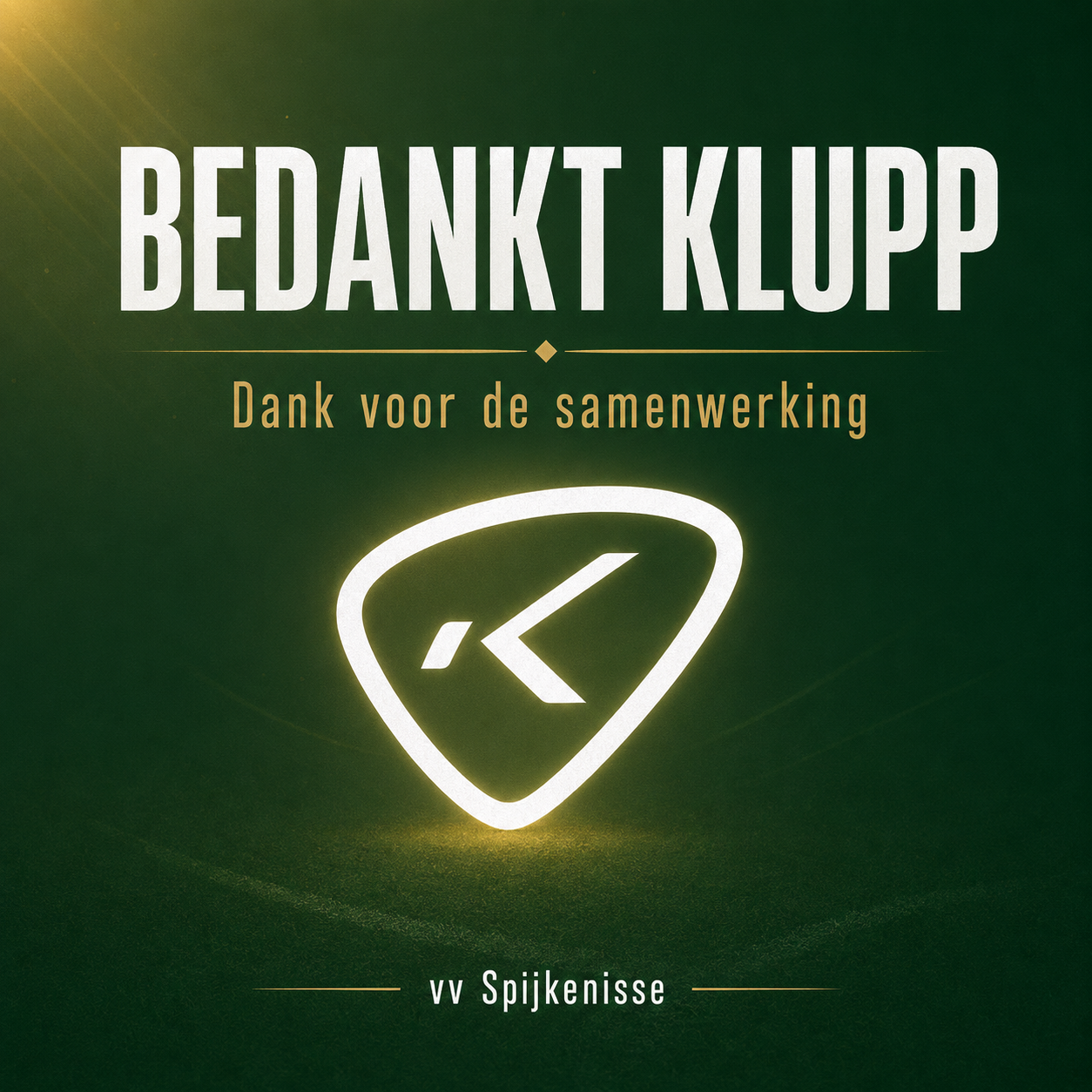 Bedankt Klupp voor de samenwerking