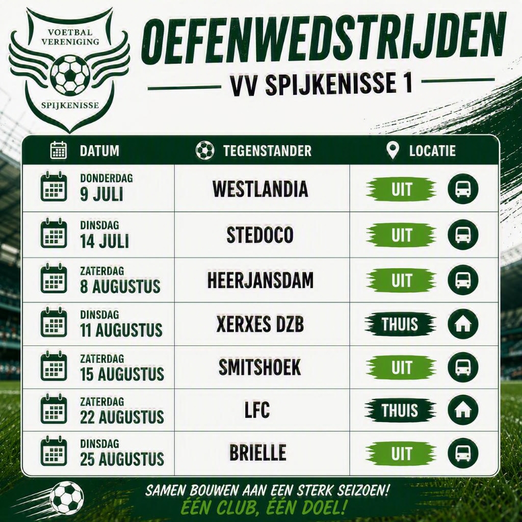 Oefenprogramma vv Spijkenisse 1